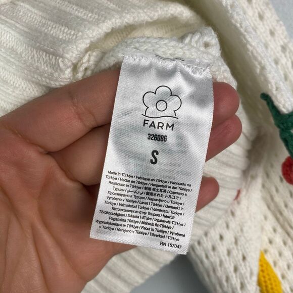 Farm Rio Off-White Crochet 3D Fruit Polo Knit Sweater Top - Picture 9 of 10